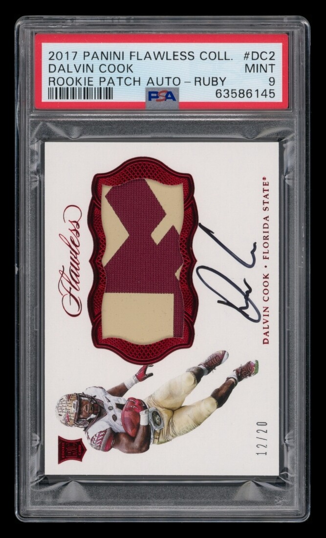 Dalvin Cook Panini Flawless Collegiate Rookie Patch Autograph #DC2 Ruby