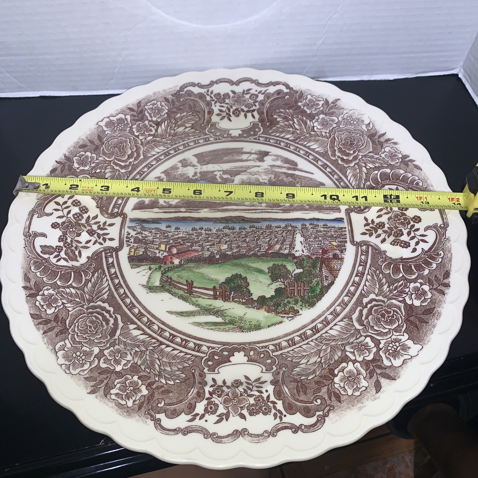 Vernon Kilns 1860 large 14 inch chop plate Hand painted