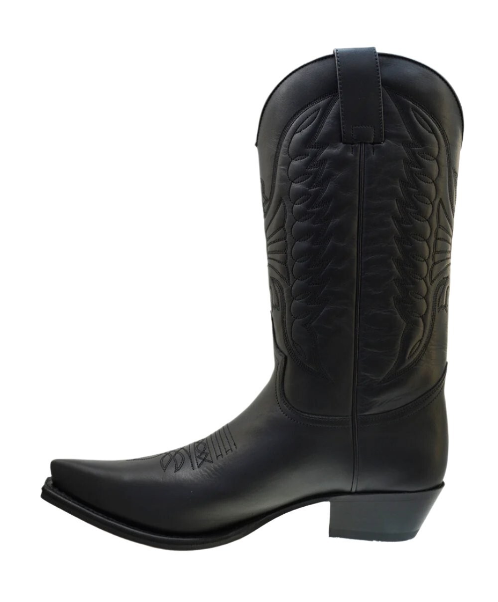 Men's Cowboy Boots Sendra 2073 Black Leather Cuban Heel Pull-up size 44 image 4