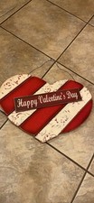 Welcome Valentine'S Day Wooden Door Hanging Sign Decor Heart Shaped Farmhouse...
