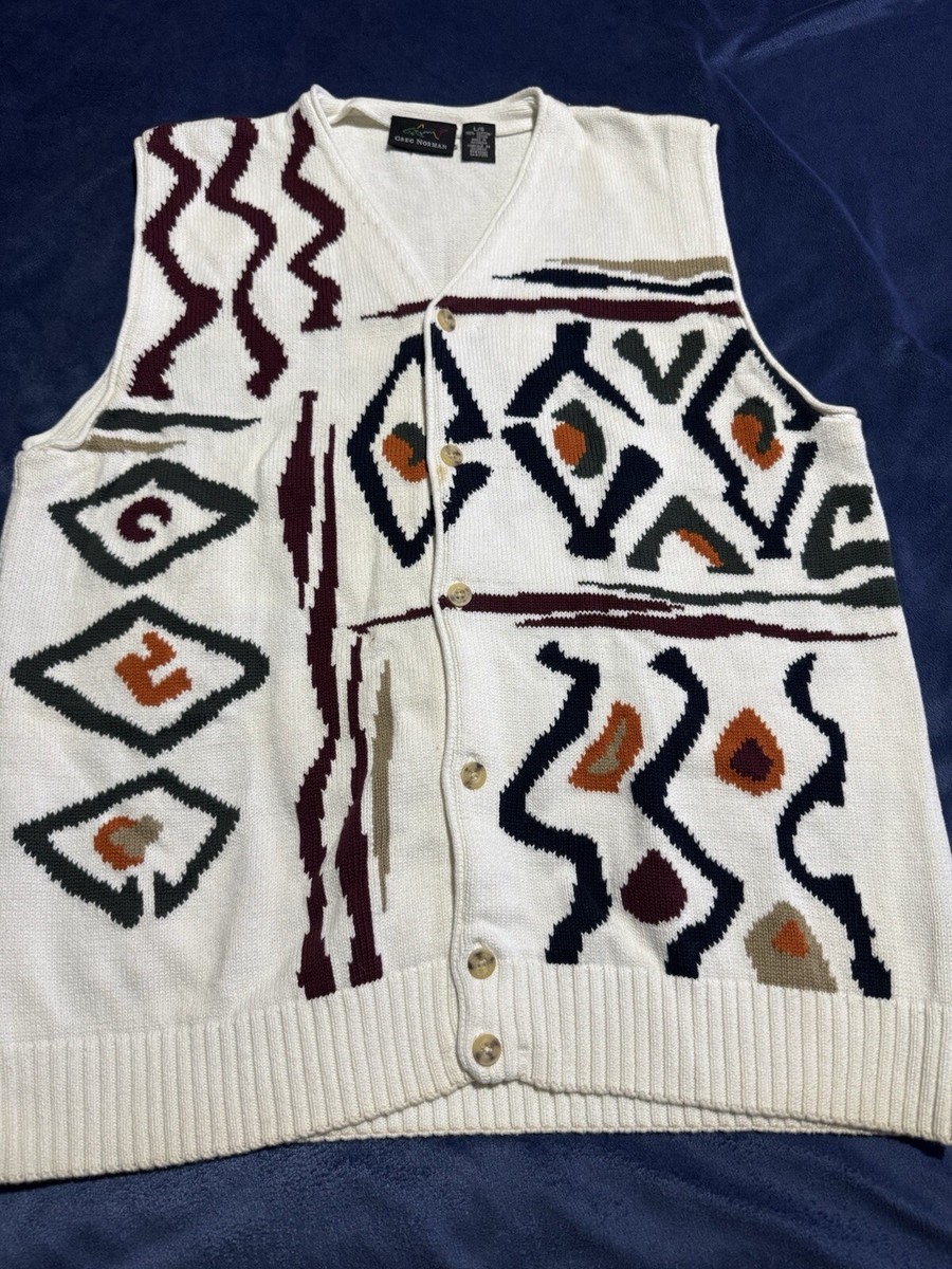Greg Norman Men's Sweater Vest Sleeveless V-Neck Size L Multicolor