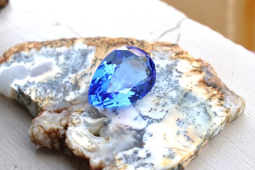 Topazio blu naturale 48 ct taglio pera certificato impeccabile pietra preziosa sfusa - Foto 3 di 10
