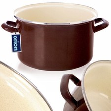 Emaille-Topf Kochtopf Schmortopf emailliert BROWN 26 cm 6,5 L