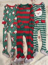 Lot of 3 Carters Toddler Boy/Girl Santa Christmas Pajamas - 2T