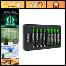 Rechargeable AA  AAA Batteries with Smart Charger - 4x 2800mAh AA, 4x 1100mAh A