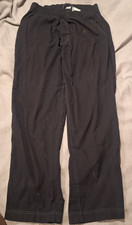 CHEF WORKS-Black Pants Size M -Elastic Waist Drawstring Zipper-Baggy damage 