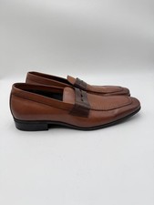 Men's Bruno Magli MINEO Brown Leather Round Toe Slip On Penny Loafers Size 9 M