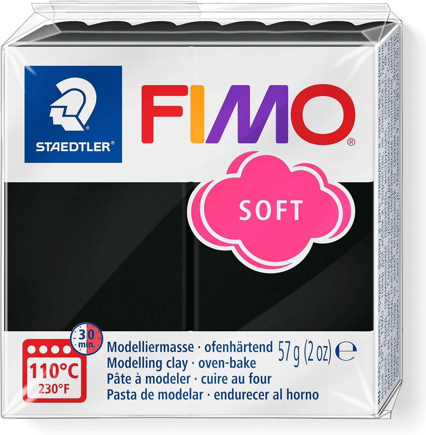 Staedtler FIMO Soft Polymer Clay - -Oven Bake for Jewelry, 57g, black 
