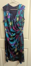 Lauren Ralph Lauren Dress Womens size 12 Floral Ruched Side Stretch, Fully Lined