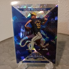 2025 Panini Crusade Jacob Misiorowski Blue Cracked Ice Prizm #98 Brewers RC MLB