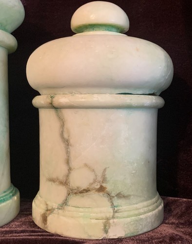 RARE Antique 19th Century European Alabaster Pharmacy Jar Set Apothecary - 第 11/11 張圖片