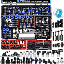 210PCS Air Line Quick Connect Fittings,1/8",1/4",5/16",3/8",1/2",4/6/8/10Mm OD P