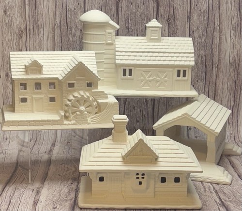 Vintage Byron Molds Christmas Village Set of 4