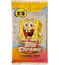 2025 Topps Chrome SpongeBob 25th Anniversary Pack from Value Blaster Box - NEW