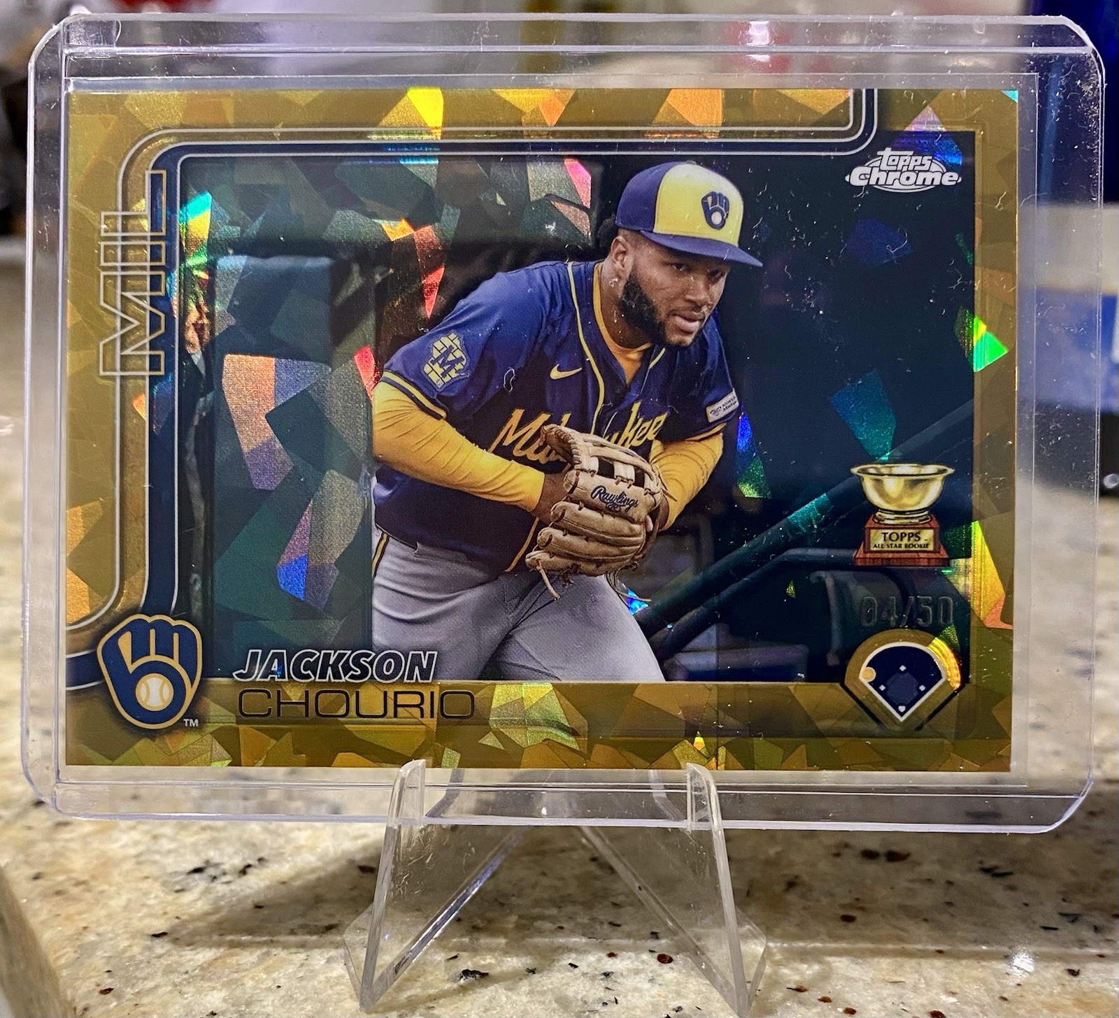 2025 Topps Chrome Sapphire Jackson Chourio Image Variation Gold /50 Brewers