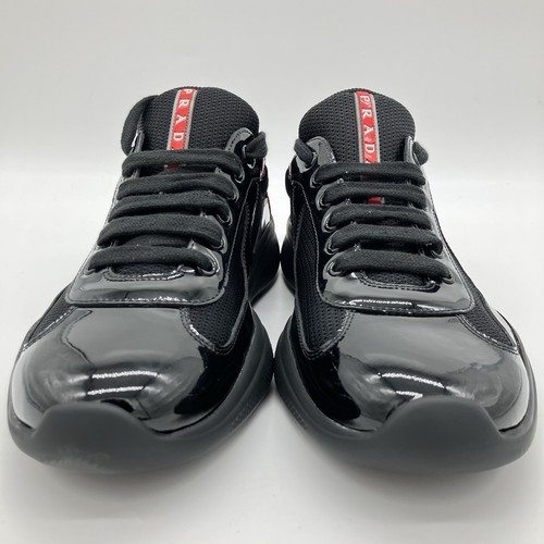 Patent Leather and Technical Fabric Prada America's Cup Sneakers Black Size US 9 - Picture 3 of 12