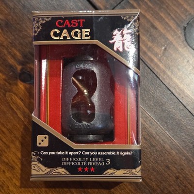 Hanayama Cast Cage Metal Brain Teaser Puzzle Difficulty Level 3 Irregular Shape