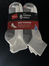 Hanes Ankle Socks 6-Pack Mens Max Cushion Cool ComfortBlend FreshIQ Max Cushion