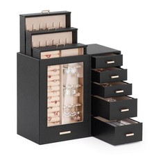 Homde large Jewelry Box for Women: Big Organizer with 8 Drawers Black