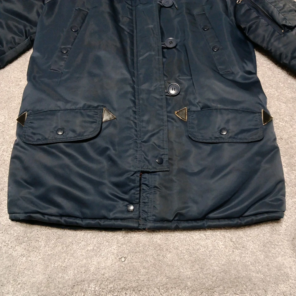 Chaqueta Parka Vintage JC Penney Mujer Med. Edredón militar azul marino con cremallera completa tipo N3-B Foto 3 de 4