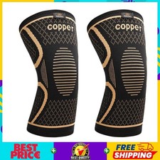 2 Pack Copper Knee Brace, Knee Compression Sleeve for Knee Pain, Arthritis, Runn