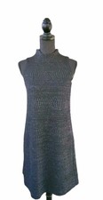 ECI New York Knit Dress XS Black Silver Evening Funnel Neck  A Line Sheath 2 4