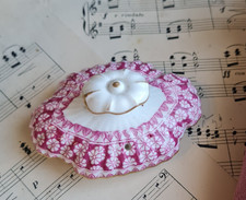 ANCIEN COUVERCLE DE THEIERE CAFE THE PORCELAINE TERRE DE FER SPODE ROSE