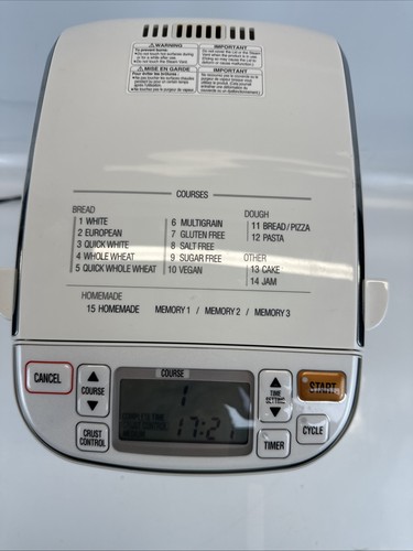 Zojirushi BB-SSC10 Home Bakery Maestro Bread Maker 1lb Loaf Pre-Owned Works - Picture 5 of 14
