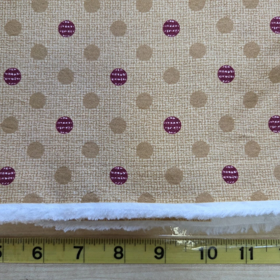 Blue Skies by RJR Thimbleberries Fabric 5.5 Yards Beige Red Polka Dots Cotton - Image 3 of 3