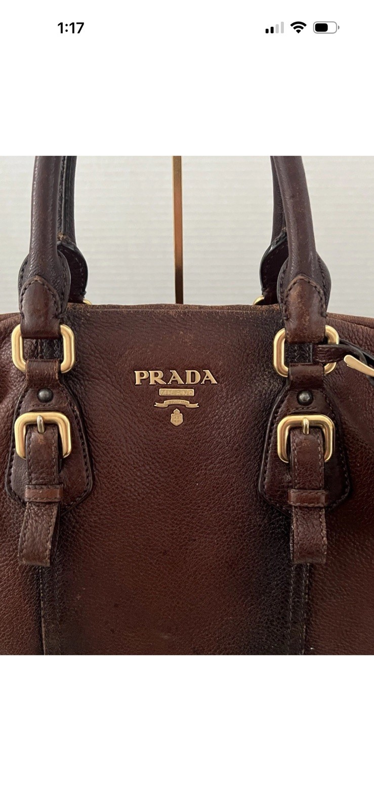 PRADA Cervo Antik Deerskin Satchel Crossbody Handbag thumbnail 10