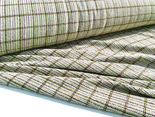 WOOL CASHMERE CHECK IVORY-OLIVE-BLUE TONES LUXURY SOFT FABRIC MADE IN ITALY A31