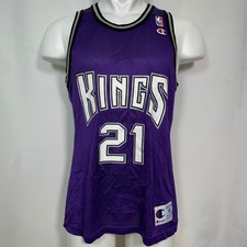 Vlade Divac #21 Sacramento Kings NBA Champion Purple Jersey Men's MEDIUM 40