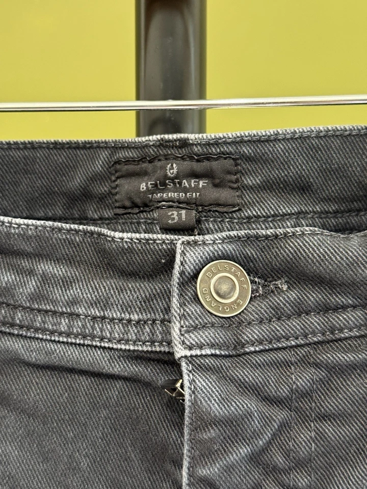 Jeans jeans masculino Belstaff preto motocicleta 7 bolsos 31 afunilado robusto - Imagem 3 de 4