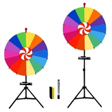 24-inch Spinning Prize Wheel, Ajustable 34"-65" Height Spin Doodle Game Spinner