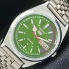 JAPAN VINTAGE REFURBISHED SEIKO 5 AUTOMATIC 6309A MENS GREEN WATCH a440881-a