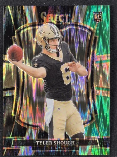 2025 Panini Select - Premier Level Tyler Shough #141 Black &amp; Green Shock (RC)