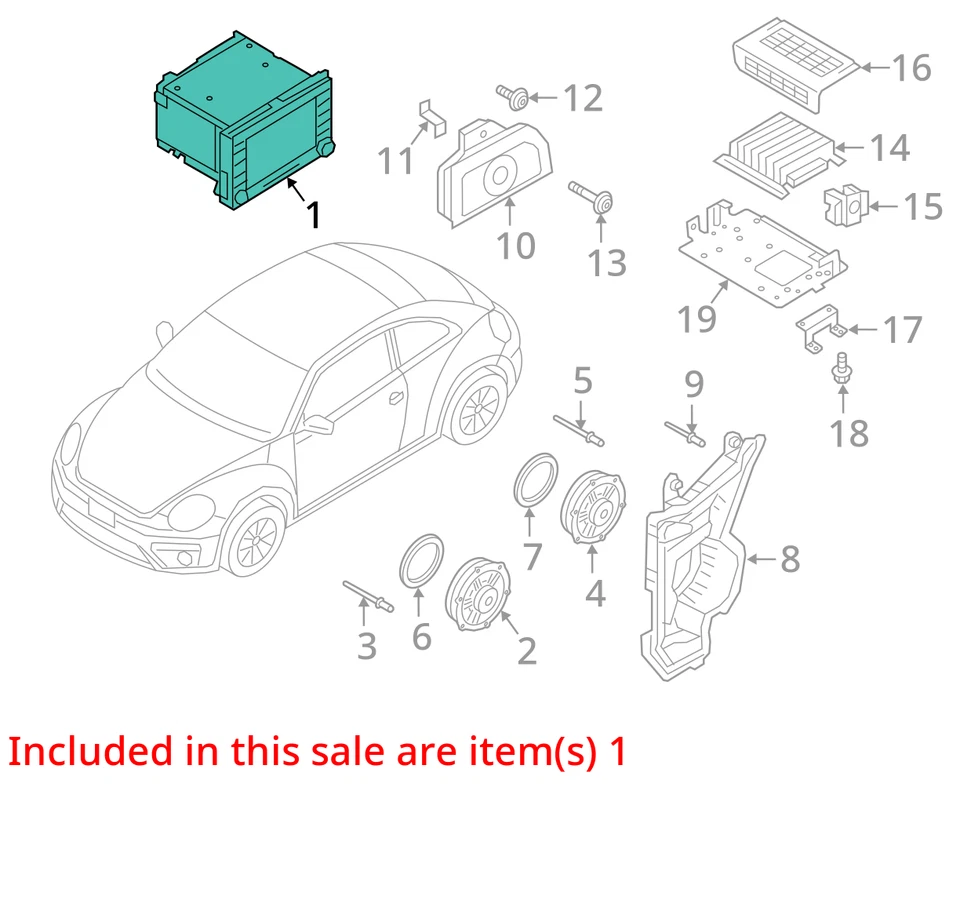 Receptor de rádio RNYCC 2018-2019 Volkswagen Beetle Am Fm CD player - Imagem 3 de 4