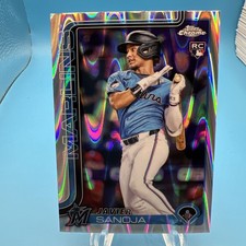 2025 Topps Chrome Javier Sanoja RC RayWave Refractor Rookie Miami Marlins #76