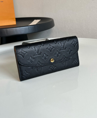Louis Monogram Empreinte Flap Long Wallet Black Leather New