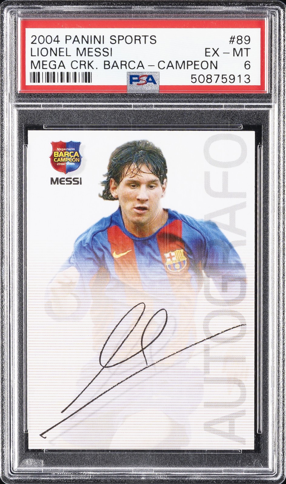 2004-05 PANINI SPORTS MEGA CRACKS BARCA #89 LIONEL MESSI ROOKIE RC PSA 6
