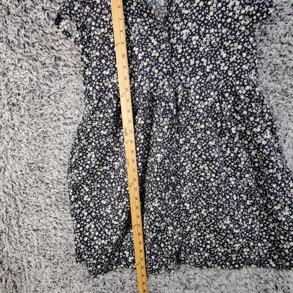 Vestido Floral Oscuro Manga Corta Informal Negro Blanco Talla XL 14-16 Antiguo Azul Marino Niñas Foto 3 de 4