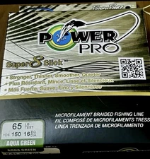 1 Power Pro Super 8 Slick #65 150YD Monofilament Braided Fishing Line AQUA GREEN