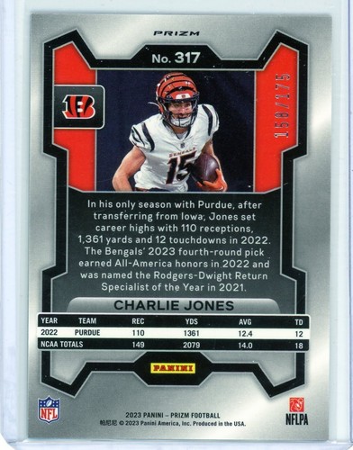 Charlie Jones 2023 Prizm Hyper Prizm RC 158/175 - Picture 2 of 2
