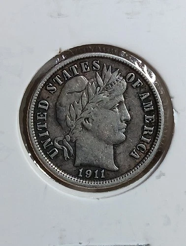 1911 (P) Philadelphia Barber Silver Dime  Actual Coin Item F12S10