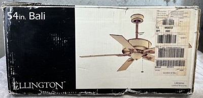Vintage Ellington 54  Bali Ceiling Fan Bamboo Finish 4-Speed Reversible BAL54BA5
