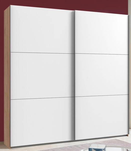 SchwebetüRenschrank Level Kleiderschrank 200Cm Plankeneiche Weiß-image