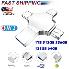4in1 2TB USB 3.0 Flash Drive OTG For iPhone PC Mac Android Portable Memory Stick