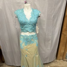 Tiffany Designs Light Blue Nude Prom Two Piece Gown Size 6 16103 Lot 10