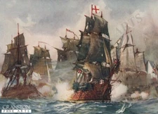 naval art post card Rodney's Formidable Breaking the Line 1782   Charles Dixon. 