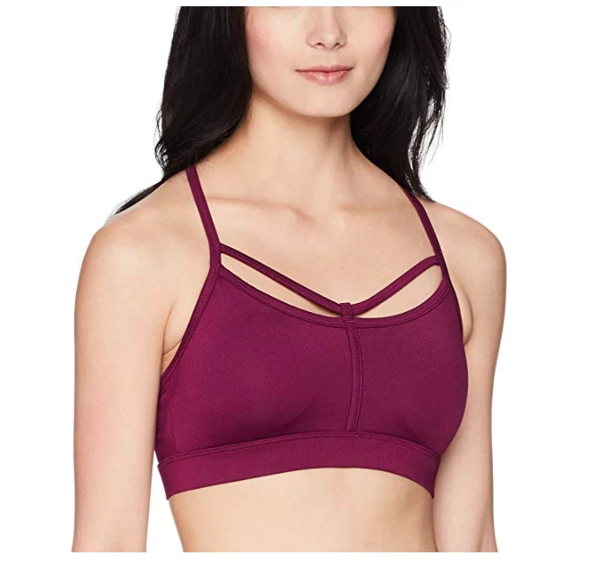 Jockey Women's Strappy Sports Bra Check Dark Magenta Small S Criss Cross